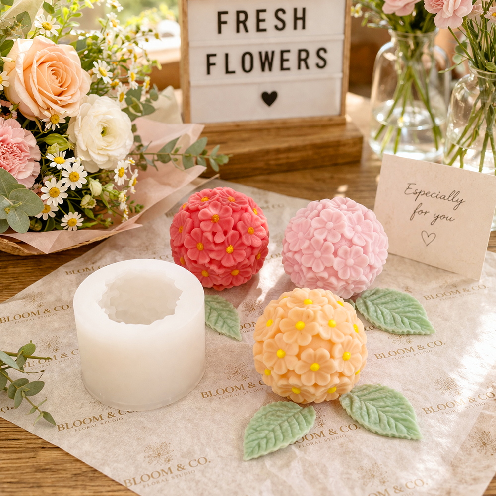 Soap Making Wholesale Supplies - Wholesale Flower Ball Mold Silicone Candle